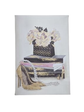 Glam Gold & Blush Fashion Still Life Canvas Wall Art